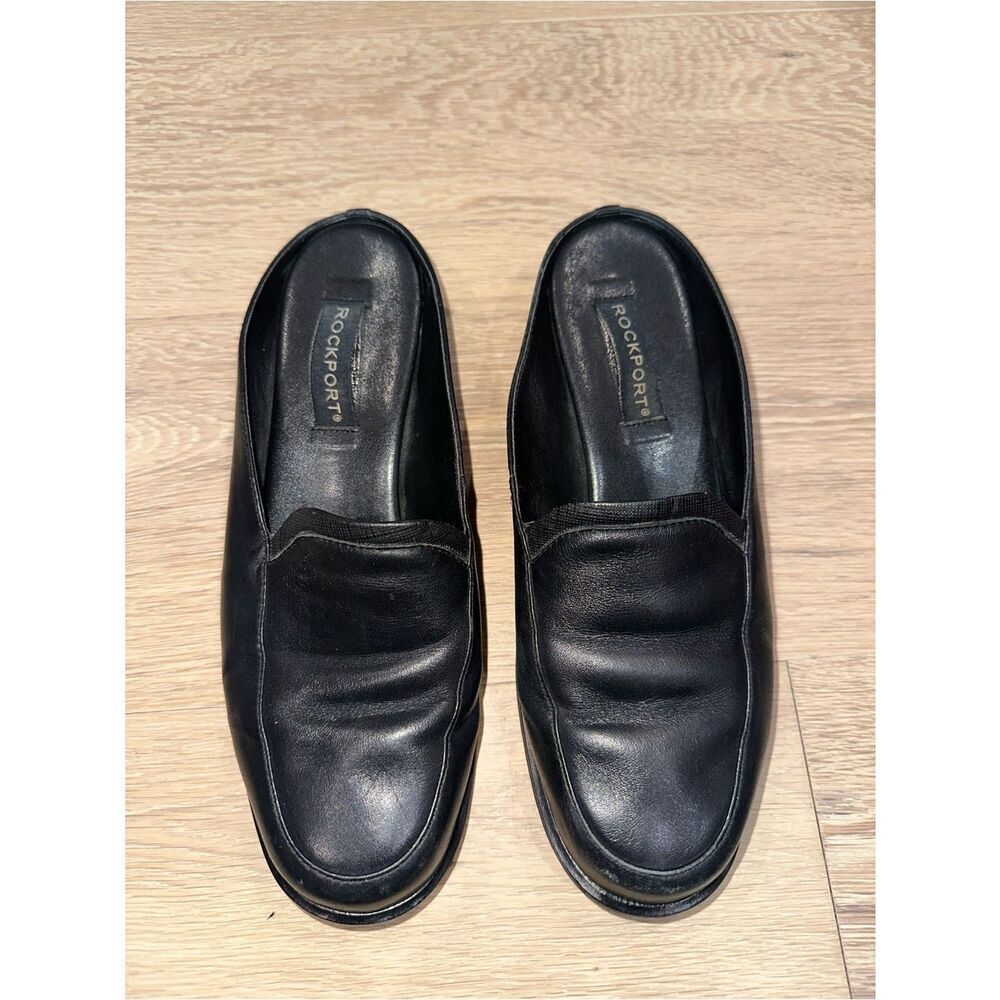 Rock port Women’s 6.5 Black Leather Slip-On Loafers Gently Worn